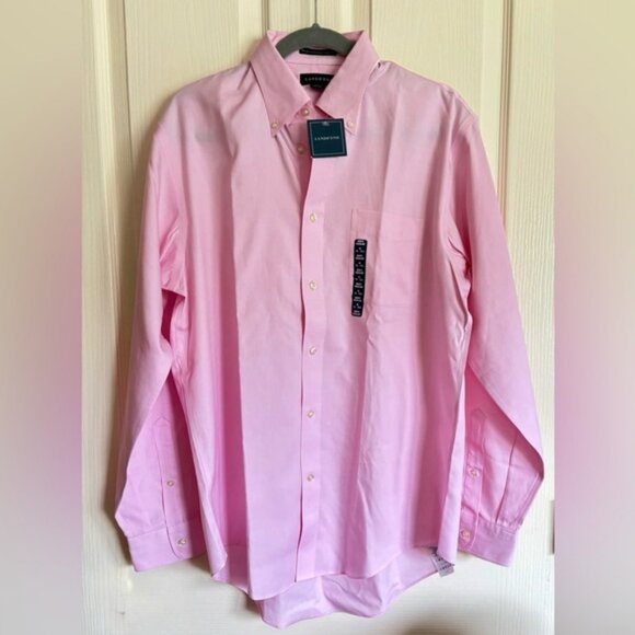 LANDS’END Pink Dress Shirt Long-Sleeved Classic/Regular,Cotton,from SEARS,NWT - Picture 1 of 5